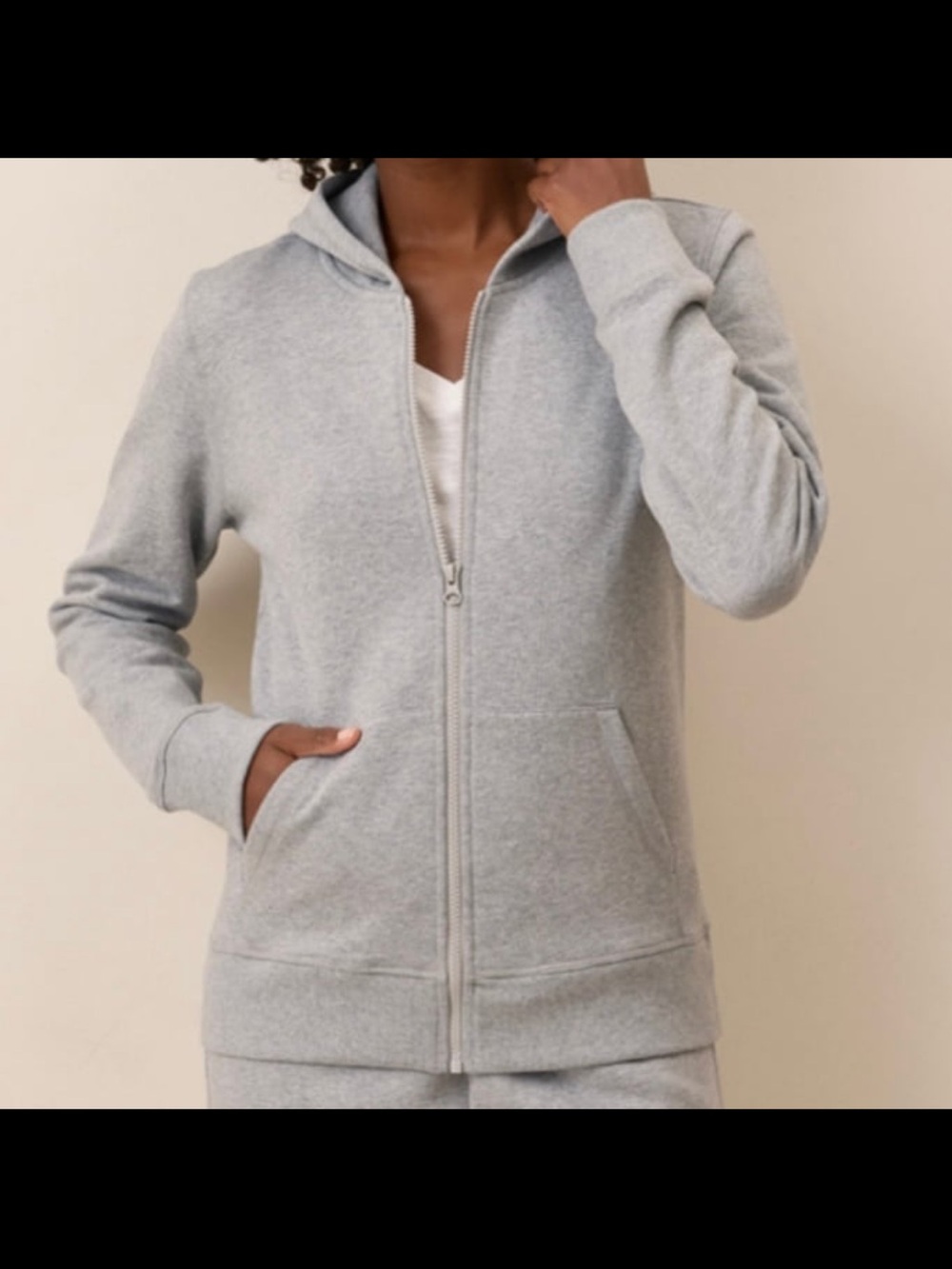 Pact Organic Cotton Light Gray Zip-Up Hoodie Size XL